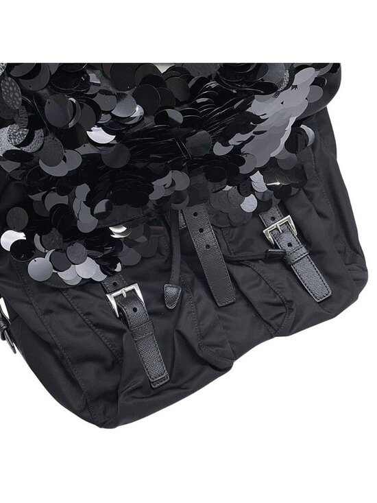 Prada Backpack Nylon Sequin Black main image 5